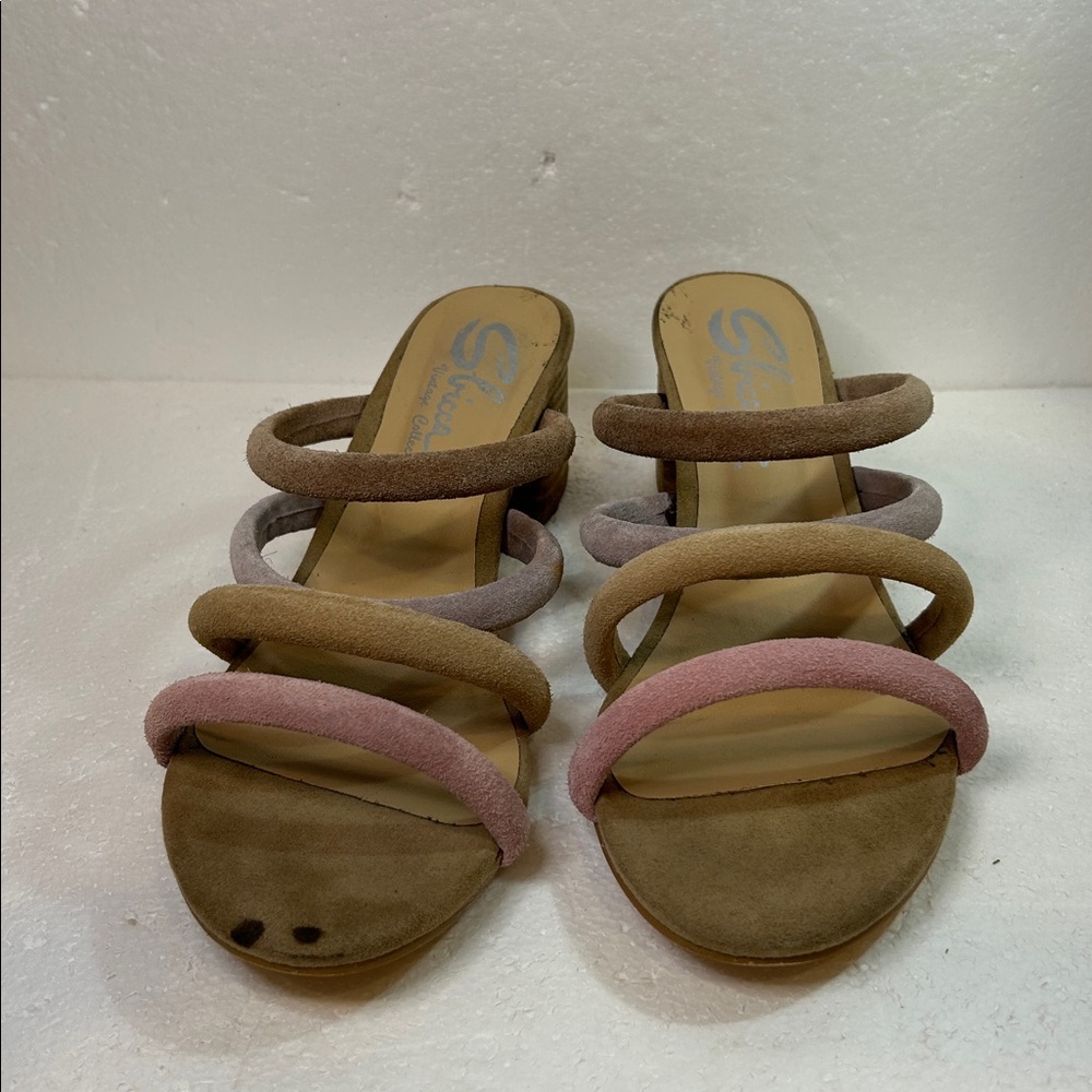 Sbicca vintage collection sandals 8 heels multicolor suede